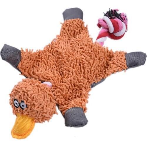 1pc Lovely Pet Supply Cute Papa Duck Plush Dog Toy With Rope Dog Toys 3 colors Making Sound Toy Chewing Toy