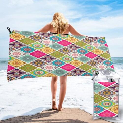 Wearable Bath Towel Colorful Ethnic Pattern Soft and Absorbent Unique Towel for Hotel Home Bathroom Gifts Women Bathrob