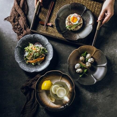 LingAo Creative Magnolia plate ceramic plate simple Japanese restaurant plate dish deep inventory heart dish kimchi cold dish d