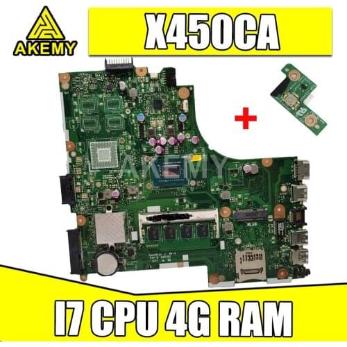 AKemy X450CA motherboard With I7 CPU 4GB memory mainboard REV 2.0 For ASUS X450CA X450CC A450C X450C laptop motherboard Tested