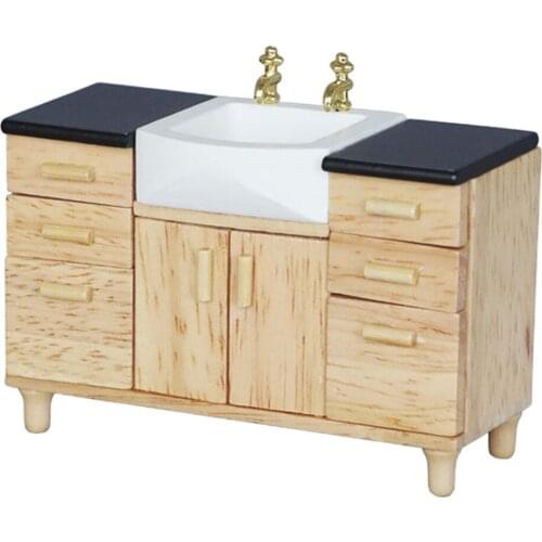 Dollhouse Mini Furniture Miniature Modern Wash Basin Sink Unit Cabinet