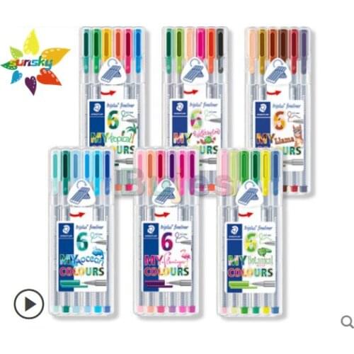 Staedtler Multi theme color line pen 6 color set Ocean/Flamingo/Botanical/Neon series Triangular penholder 0.3 mm art supplies