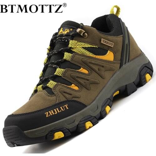 Mens Climbing Hiking Shoes Couples Sneaker Leather Casual Shoes Men Designer Outdoor Non-slip Trekking Trainers Zapatos Hombre