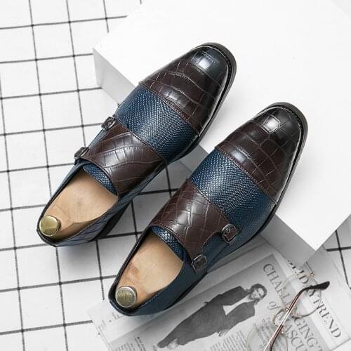 2021 Classic Crocodile Pattern Business Flat Shoes Men Designer Formal Dress Leather Shoes Mens Loafers Christmas Party Shoes