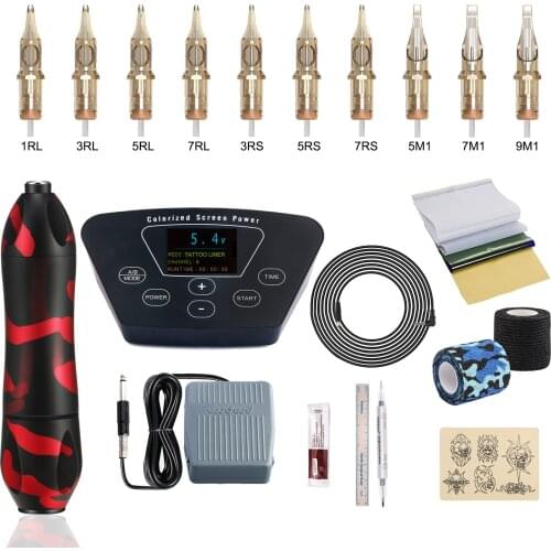 Tattoo Kit Complete Rotary Pen Tattoo Machine Kit with DC interface Power Supply Permanent Makeup Machine Tattoo Set Supplies
