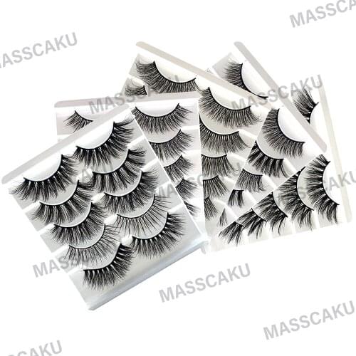 MASSCAKU 5 pairs natural false fake lashes long makeup 3d mink eyelash extension mink eyelashes for beauty