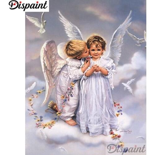Dispaint Full Square/Round Drill 5D DIY Diamond Painting "Angel couple" 3D Embroidery Cross Stitch Home Decor Gift A11302