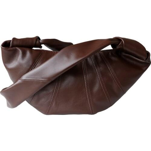 2021 New Autumn Women Horn Bags Ladies Retro Pleated Handbag High Quality Hobos Soft Leather Female Shoulder Crossbody Bags