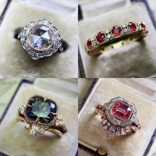 New Elegant Luxury Wedding Rings for Women Retro Multicolor Zircon Shiny Engagement Rings fashion Jewelry Dropshipping