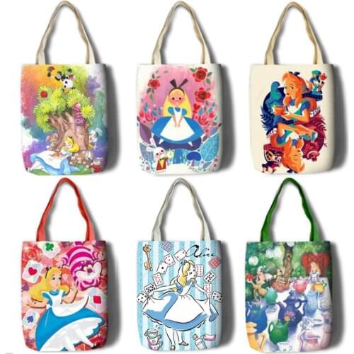 New Alice Girls Women Canvas Shoulder Bags Large Handbag Cute Cartoon School Book Shopping Bag