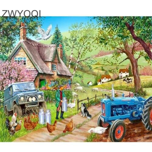 Full Square Diamond embroidery Farm tractor duck Full Round Diamond painting Cross stitch Farm tractor duck DIY3D Diamond mosaic