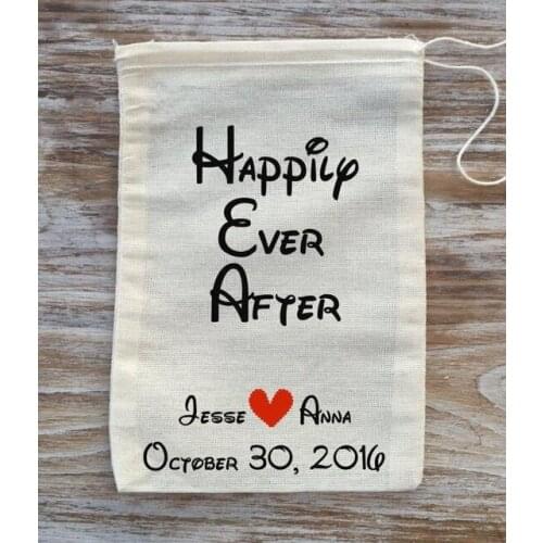 Custom Happily Ever After wedding Party Hangover Kits jewelry favor muslin Bags Bachelorette hen bridal shower favors