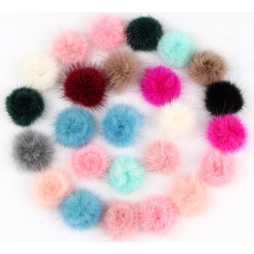 10PCS 3cm Natural Mink Hair Fur Ball pom pom 30mm Soft Colorful Fashion Pompom Fur Pompon For Garment Dress DIY Craft Supplies