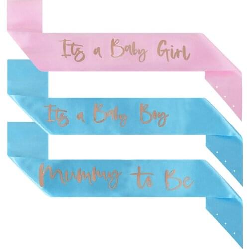 It Is A Boy Girl Gender Reveal Ribbon Sash Baby Shower Birthday Party Decorations Mummy To Be Satin Pink Printed Ribbon Sash