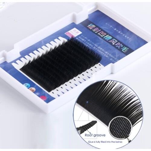 Individual eyelash extension supplies Root groove flat eyelash split tips ellipse mink lashes natural durability soft cilios