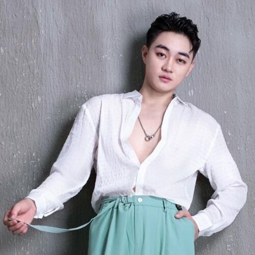 Latin Dance Shirt Male Adult Long Top Ballroom Competition Clothes Cha Cha Rumba Samba Tango Stage Performance Wear DNV13791