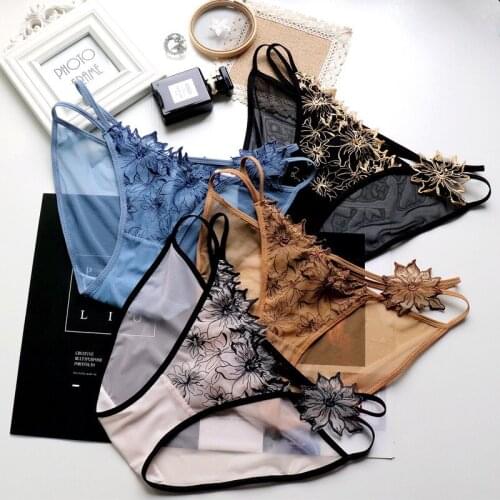 European Embroidery Panties Sexy Lace Panties Low Waist Seamless Briefs Fashion Hollow Out Underpants Women Invisible Underwear