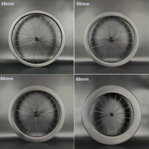 Ultralight 700C carbon Rear wheels 38mm depth 25mm width clincher/Tubular Road bike carbon Rear wheelset with Powerway R36 hubs