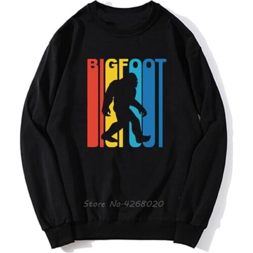 Sasquatch Vintage Retro 1970S Style Bigfoot Silhouette Hoodie Fashion Mens Pullover Hoodies Sweatshirt Streetwear Harajuku
