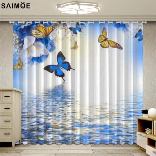 Beating Butterfly Print Window Blackout Curtains For Living Room Ultra-thin Micro Shading Luxury Curtains Darkening Blind Drape