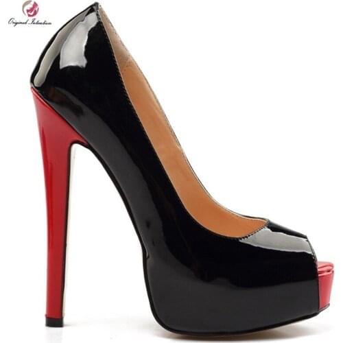 Original Intention Career Summer Women Thin Heels Synthetic Microfiber Platform Peep Toe Pumps Office Lady Slip-On Size 35-45