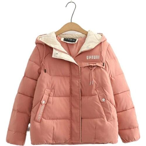 Womens Winter Parkas Coat Letter Print Cotton Liner Hooded Zipper Jacket Warmness Hoodies Coats 2020 New Casual Female Outwear