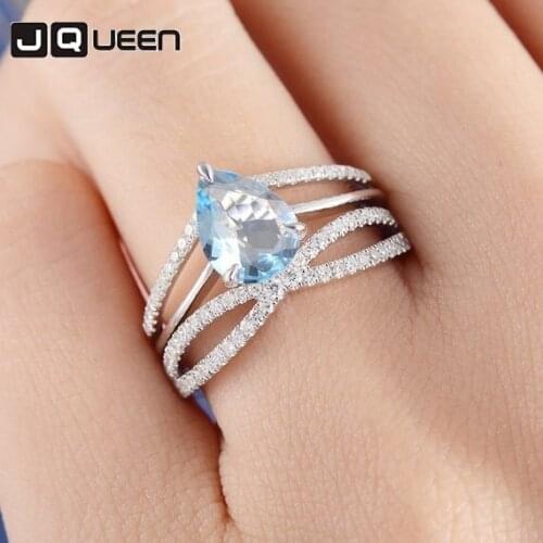Silver Plated Ring for Women Blue Stone Crystal Cubic Zircon Rings Female Engagement Wedding anel feminino anillos Jewelry