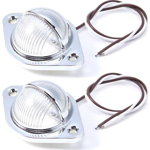 1 Pair 10V-30V 3LED White Number Plate Lights Trailer Car Truck Caravan Van Boat Chrome License Plate Lights