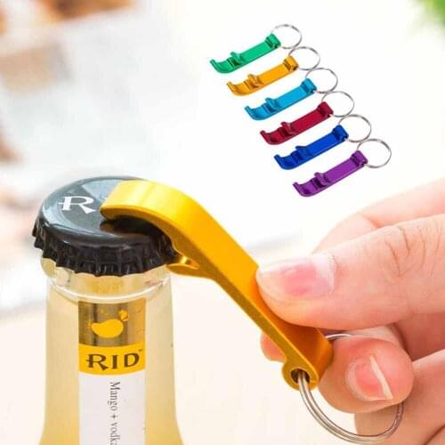 1PC Small Beverage Ring Bar Pocket Tool Beer Bottle Opener Household Plain Aluminum Key Chain Bar Tool Colorful 1035D