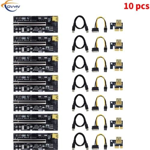 10PCS COVYIV 009s 009C 009S Plus PCI E Extender Riser Card PCI-E/PCIE USB 3.0 to 6pin Adapter Cable Mining Riser For Video Card