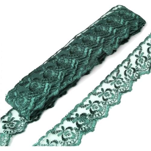 10yards/lot 40mm Dark Green Lace Fabric Handicrafts Embroidered Net Lace Trim Ribbon Wedding/Birthday/Christmas Decorations