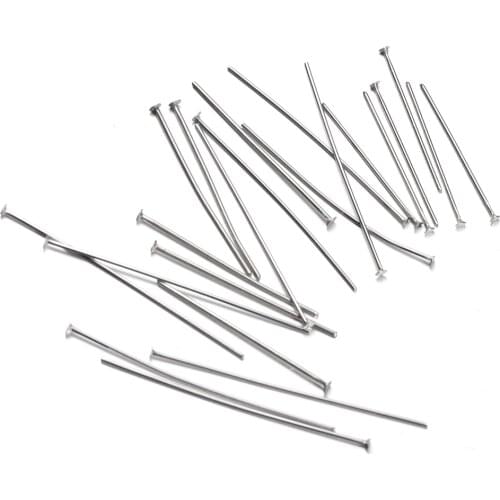 100Pcs/lot 15/20/25/30/35mm Silver Tone Head Pins Stainless Steel Straight Pins for Diy Jewelry Making Earring Findings Supplies
