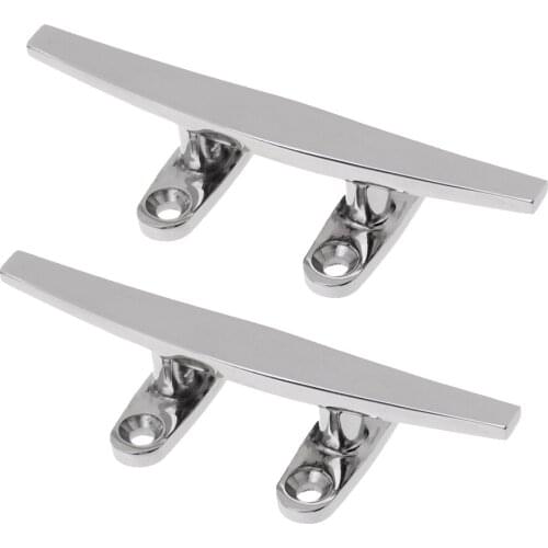 2-Pack Durable Marine Grade 316 Stainless Steel Hollow Base Boat Dock Deck Rope Cleat - 4 Inch, Silver