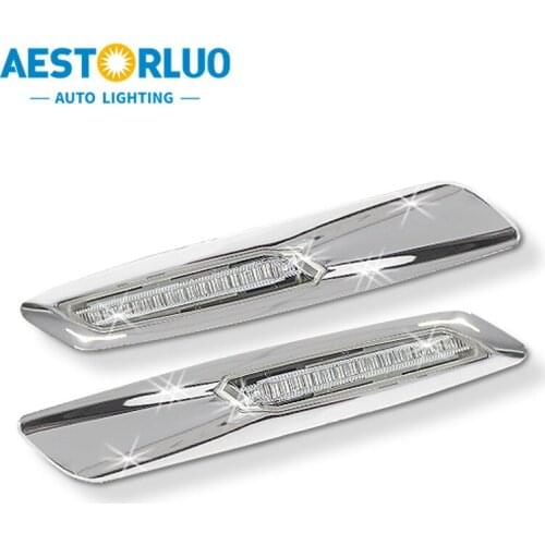2pcs Canbus Factory Supply LED Silver Chromed Side Marker Car Lights For BMW 1 3 5 Series E81 E82 E87 E88 E90 E91 White 12V