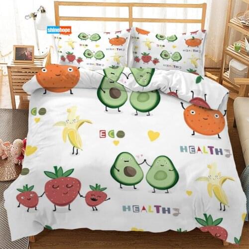 3 Pcs Luxury Duvet Cover Set Fashion Banana Fruit Pattern Bedding Sets Comforter Duvet Cover Pillowcase Home Textiles