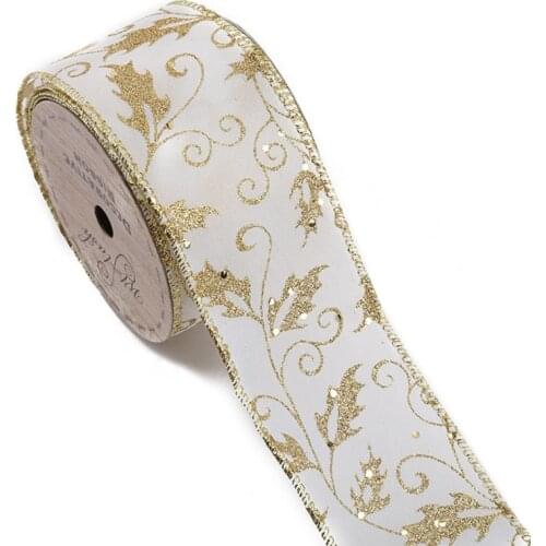 50 Yards Glitter Sheer Snowflake Ribbon for Wedding Party Christmas Tree Decoration Gift Wrapping DIY Craft