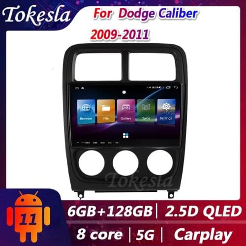 Tokesla Car Radio For Dodge Caliber Android 11 Audio Central Multimedi Dvd Player GPS Navigation Bluetooth carplay 5G 2009-2011