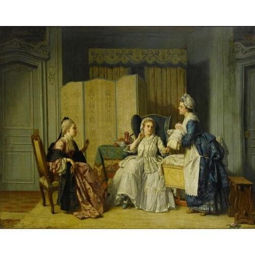 Free shipping classical court figure maid holding the baby oil painting canvas printings on canvas wall art decoration picture
