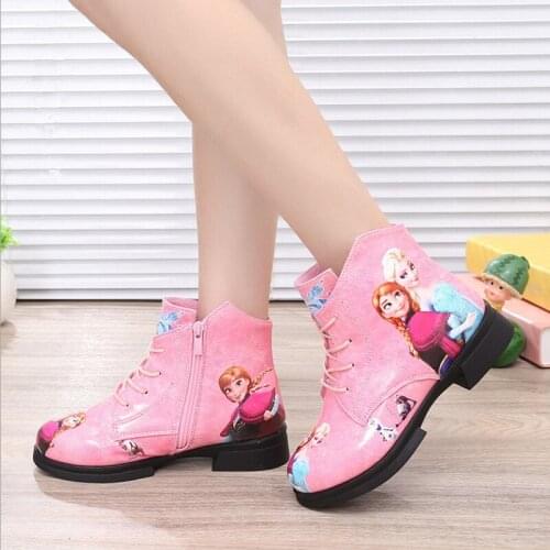 Disney Children Princess Frozen Shoes Girl Fashion Boots Autumn Winter Girls Shoes Boots Elsa Kids Shoes Martin Boot