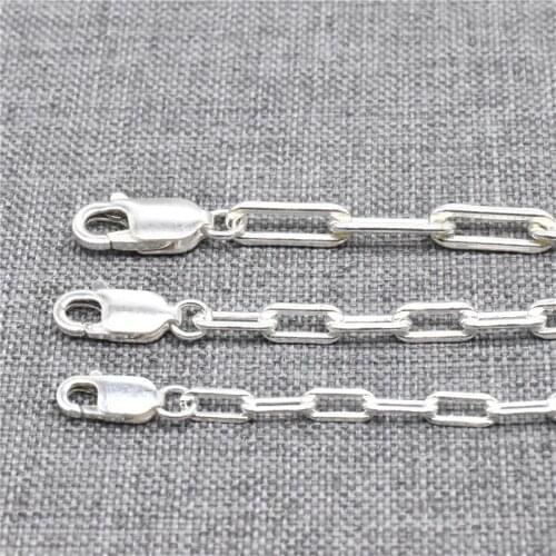 925 Sterling Silver Paperclip Chain Necklace 2.5mm 3mm 3.5mm 18 20 22 24 26 28 30 32 34 36 Inches