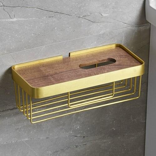 Paper Holder Phone Storage Tissue Holder Brushed Gold Bathroom Accessories Towel Rack Toilet Roll Dispenser With Bathroom Shelf