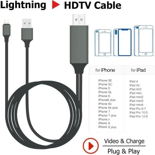 Lightning To HDMI-compatible Cable HDTV TV Digital AV Adapter 2M USB 1080P Smart Converter Cable For Apple TV For IPhone HD Plug
