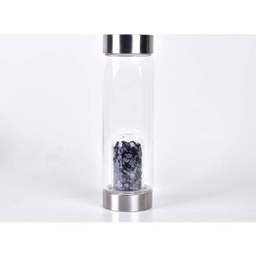 Drop shipping Snowflake Obsidian Healing Crystal Water Bottle Gemstone