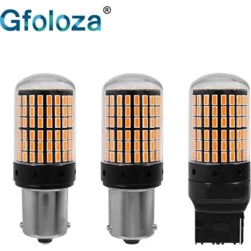 Gfoloza 1Pcs 1156 BA15S BAU15S T20 LED Bulbs Canbus Error Free 3014 144 smd P21W W21W PY21W LED Turn Signal Light No Flash