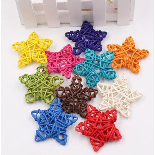10Pcs Star Rattan Ball 6cm Artificial Flower for Wedding Christmas Party Light String Decoration DIY Craft Wreath Home Ornament