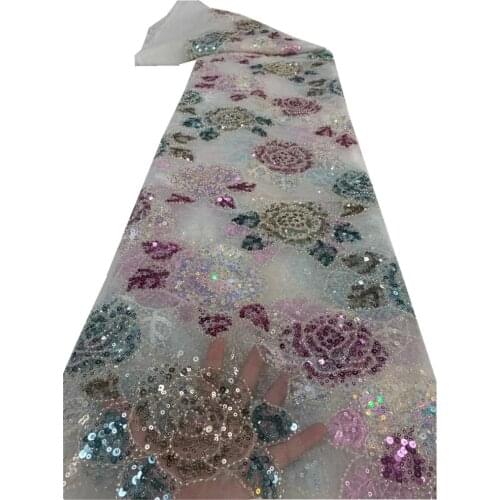 Hot Sale Sequins Lace Fabric High Quality Lace Nigerian Lace Fabrics For Wedding Party African Lace Fabric Sewing ZX-230