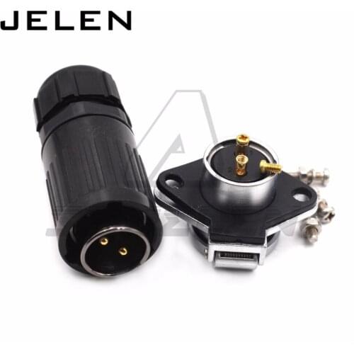 HE20, 2 pin Waterproof connector, panel mount Male female electrical connector, Wire Connector 2pin Cable Screw