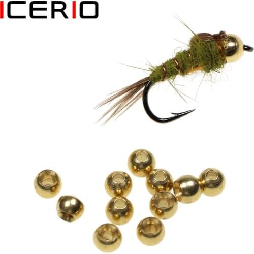 ICERIO 100PCS Brass Beads Head for Nymph Streamer Bugs Fly Fishing Tying Materials 2.4mm 2.8mm 3.3mm 3.8mm