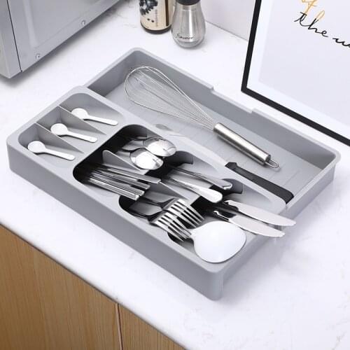 Kitchen Organizer Cutlery Drawer Storage Tray Fork Spoon Divider Container Kitchen Utensils Separation Box Cabinet Stand Rack