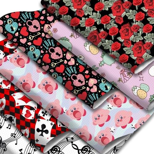 Flowers Theme Faux Leather Sheets Cartoon Characters Printed Synthetic Leather Fabric 20x33cm for DIY Earrings Hair Bow Crafts